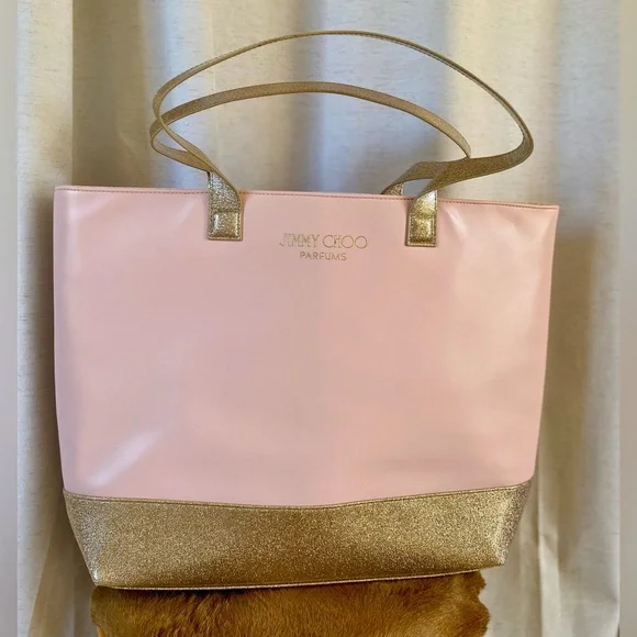 Jimmy Choo Perfumes Large Pink and Gold Glitter Tote Bag - Picture 5 of 14
